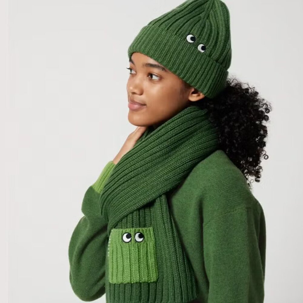 Anya Hindmarch beanie Uniqlo heattech wool blend unisex hat and Scarf